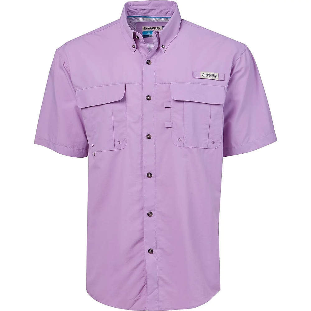 Magellan Outdoors Men's Laguna Madre Solid Short Sleeve Fishing Shirt Lupine